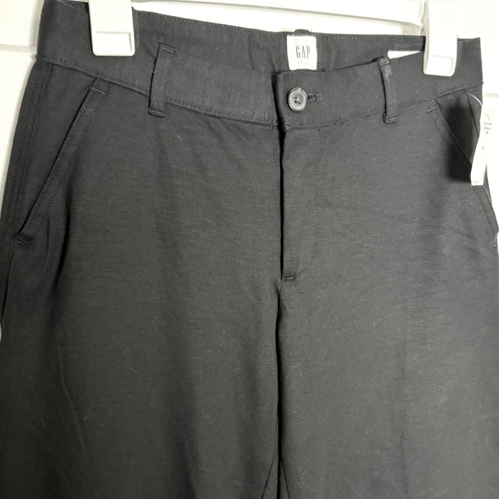 GAP Womens 2P Petite Black Wide Leg Pants High Rise Stretch Cotton Trousers NWT
